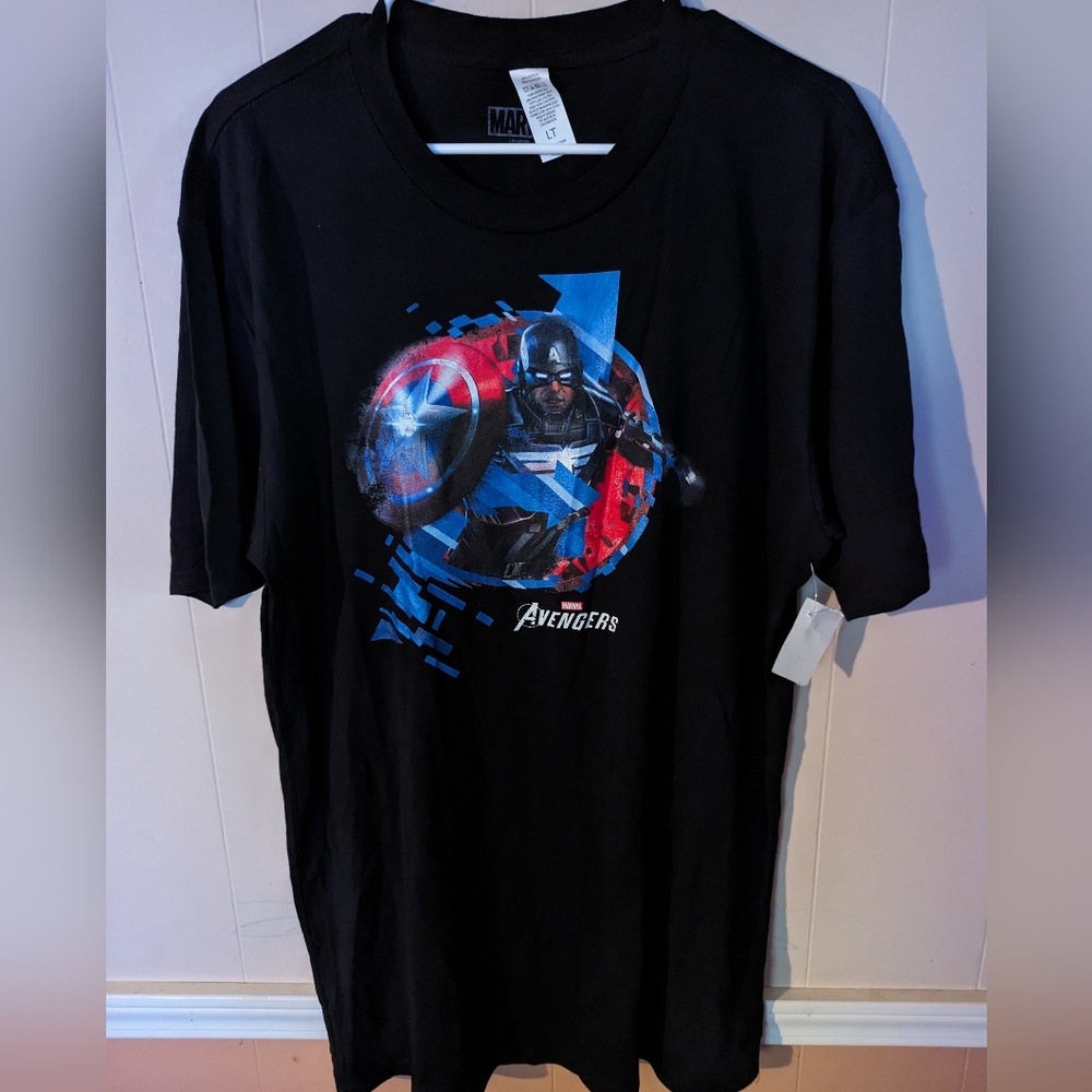 Men's Marvel Captain America Logo Tee Size Tall Large Black